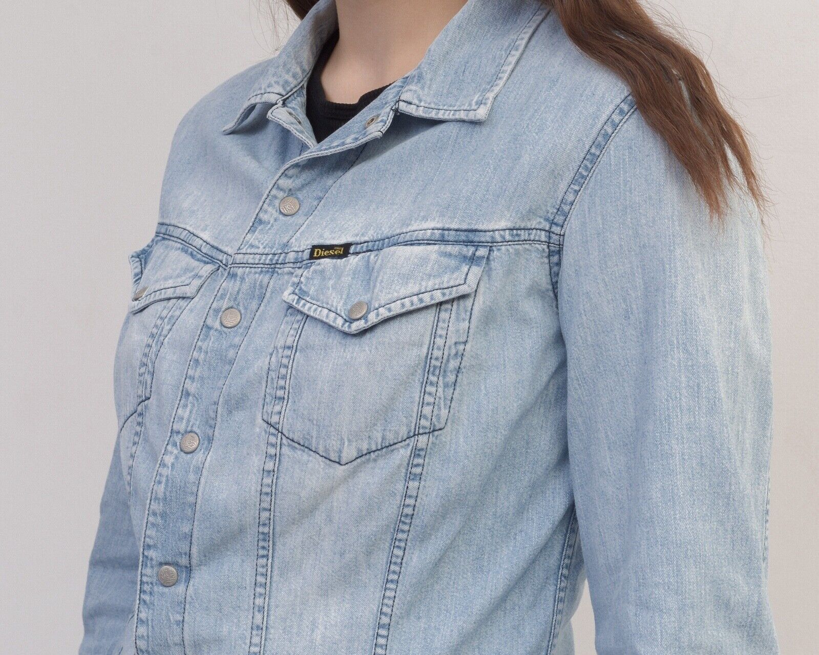 Diesel × Vintage Women's Denim Shirt Jacket Blue Snap Buttons Blazer Top Size M / US 6-8 / IT 42-44 - 5 Thumbnail