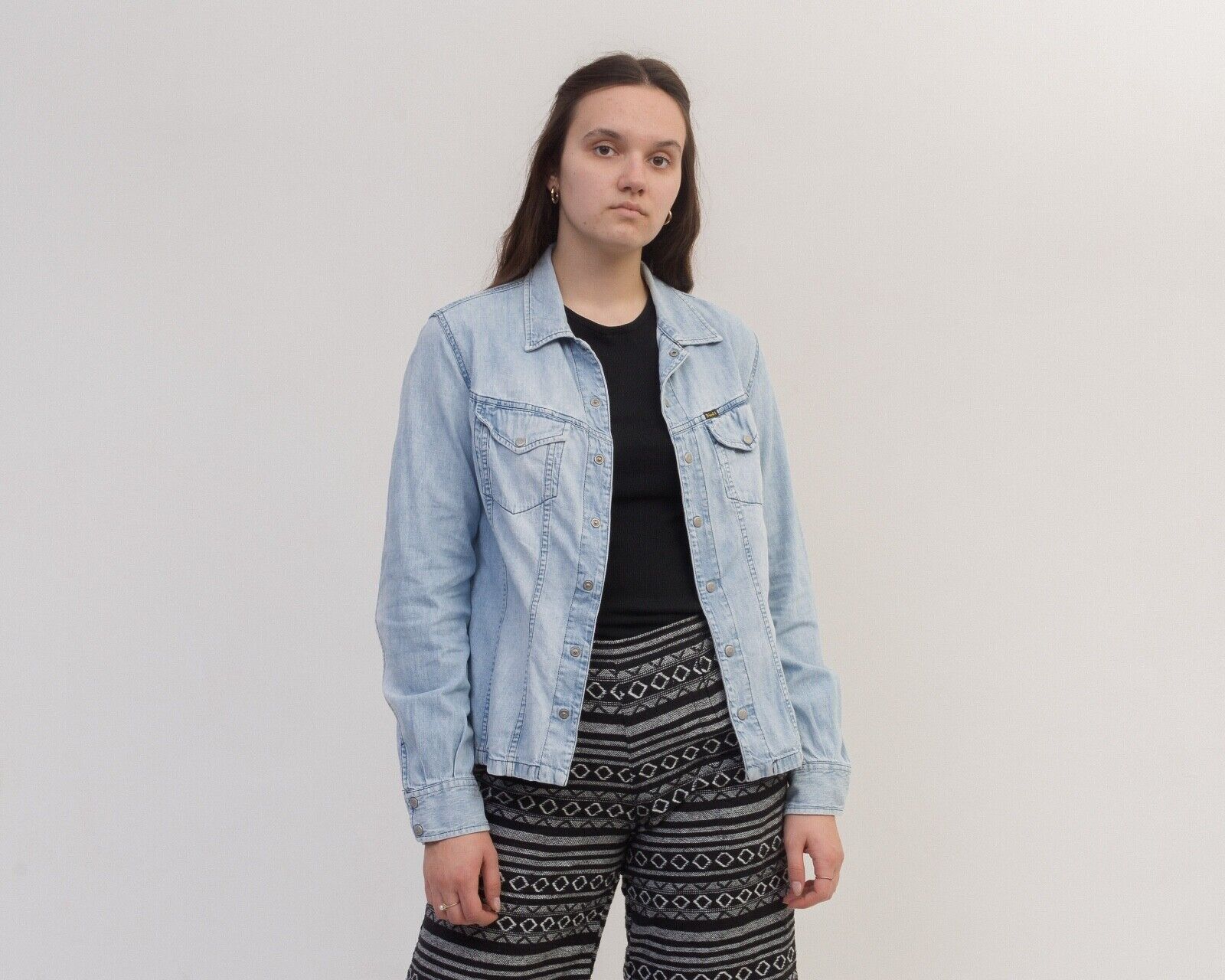 Diesel × Vintage Women's Denim Shirt Jacket Blue Snap Buttons Blazer Top Size M / US 6-8 / IT 42-44 - 2 Thumbnail