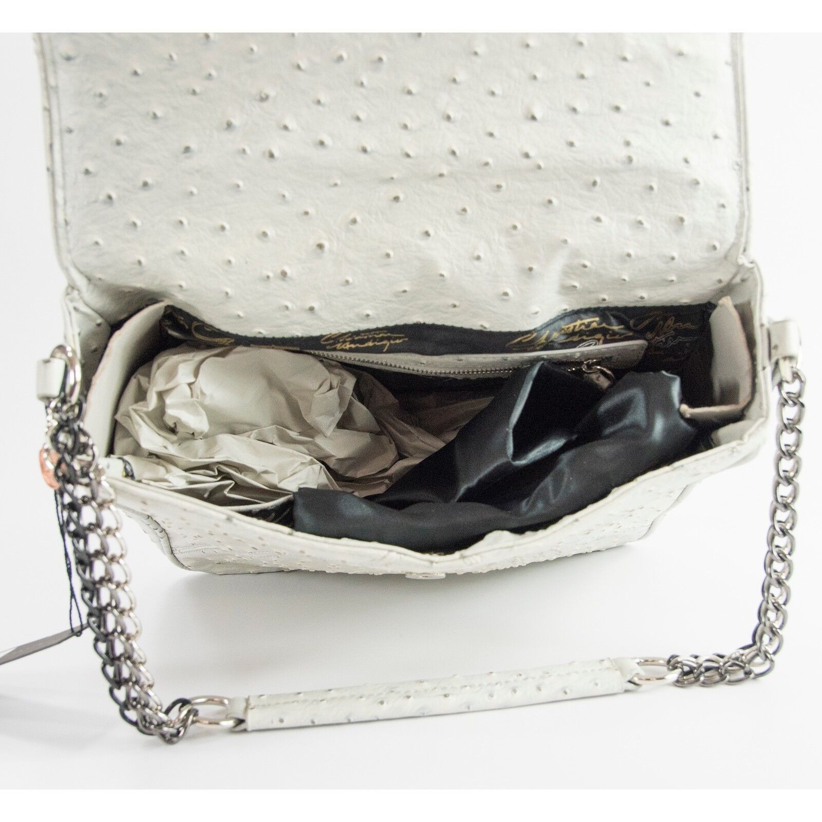 Christian Audigier Christian Audigier Claudia Grey Ostrich Faux Leather Satchel Size ONE SIZE - 6 Thumbnail