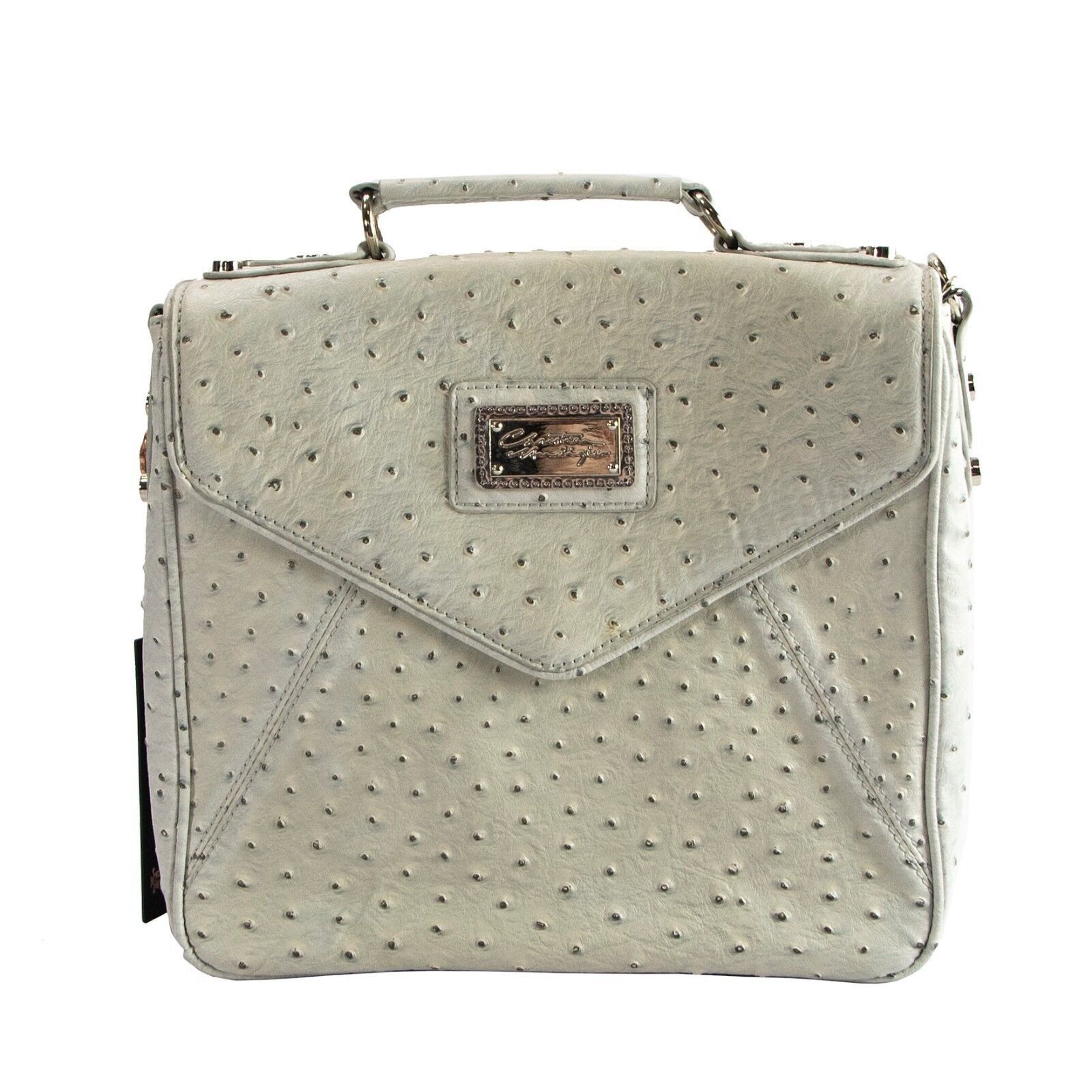Christian Audigier Christian Audigier Claudia Grey Ostrich Faux Leather Satchel Size ONE SIZE - 1 Thumbnail