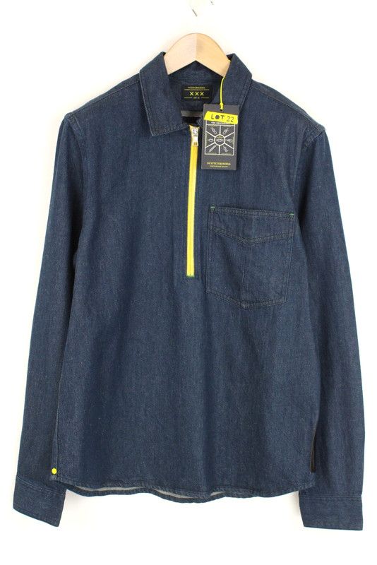 Scotch & Soda XXX LOT.22 ~XL Cotton Navy Half Zip Casual Shirt 44557 Size US XL / EU 56 / 4 - 1 Thumbnail
