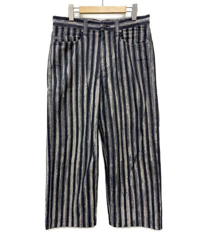 Issey Miayke Homme Plisse Denim Jeans Stripe Panited Pants