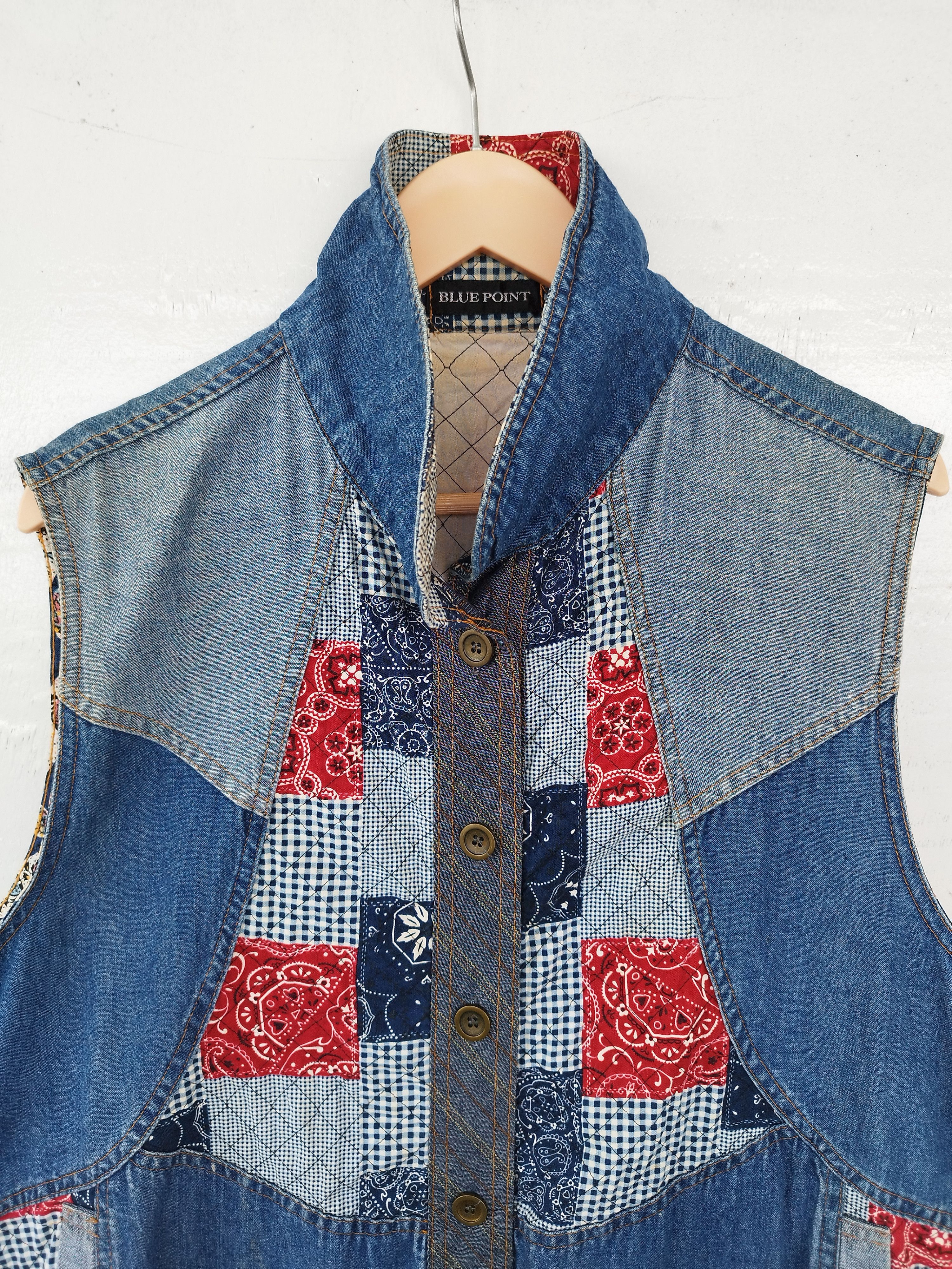 Blue Blue Japan 🔥 Japanese Brand Blue Point Vest Patchwork design Size US L / EU 52-54 / 3 - 2 Thumbnail
