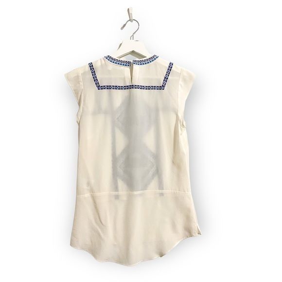 Veronica Beard NWT Veronica Beard White Silk Embroidered Baja Flutter Top Size XS / US 0-2 / IT 36-38 - 2 Thumbnail