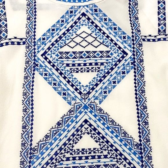 Veronica Beard NWT Veronica Beard White Silk Embroidered Baja Flutter Top Size XS / US 0-2 / IT 36-38 - 7 Thumbnail