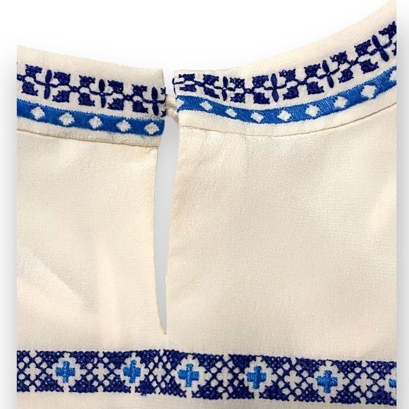 Veronica Beard NWT Veronica Beard White Silk Embroidered Baja Flutter Top Size XS / US 0-2 / IT 36-38 - 8 Thumbnail