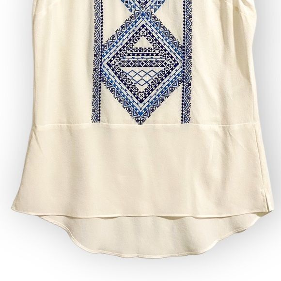 Veronica Beard NWT Veronica Beard White Silk Embroidered Baja Flutter Top Size XS / US 0-2 / IT 36-38 - 4 Thumbnail