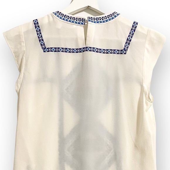 Veronica Beard NWT Veronica Beard White Silk Embroidered Baja Flutter Top Size XS / US 0-2 / IT 36-38 - 5 Thumbnail