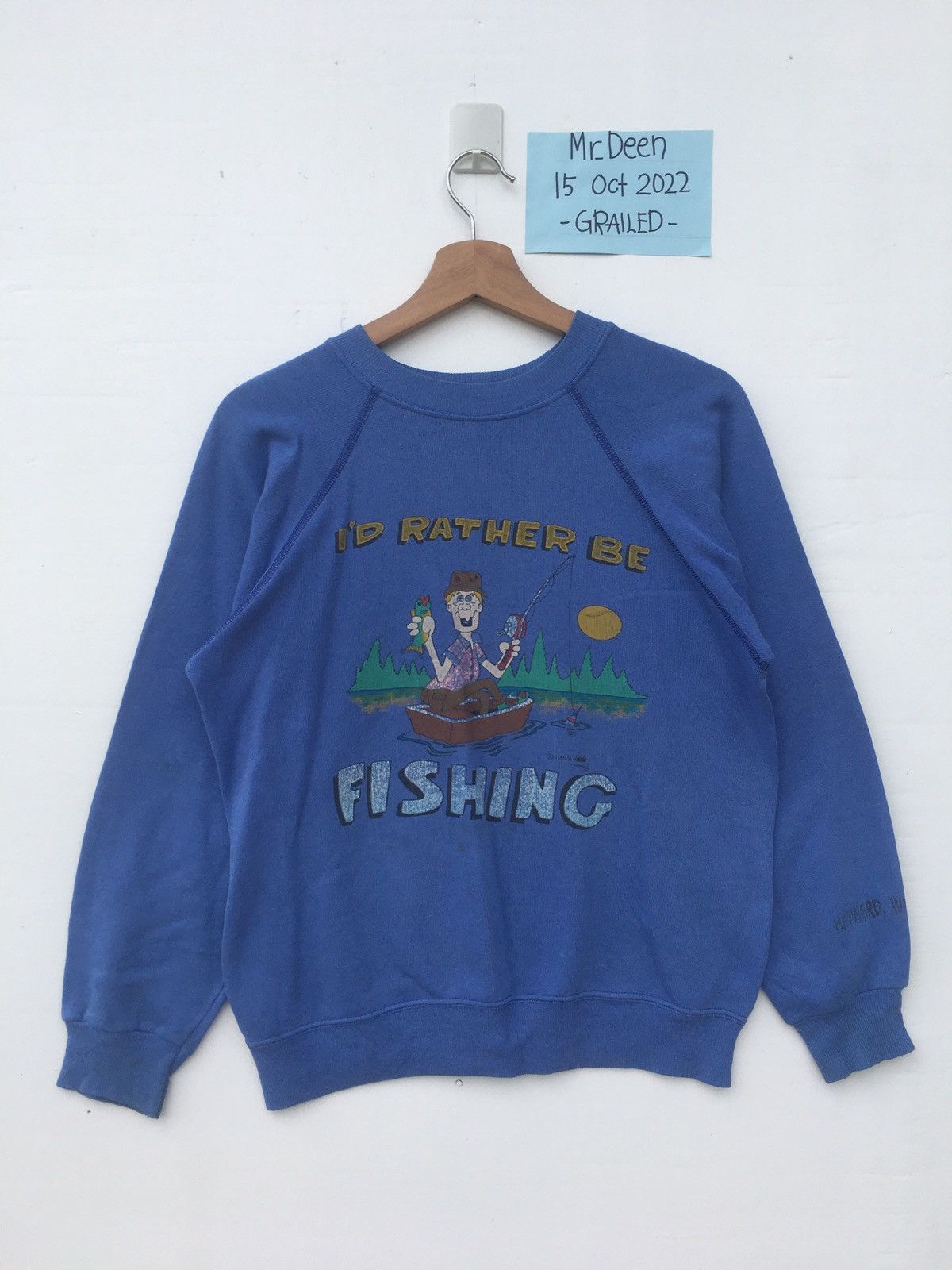 Hanes Vintag I’d Rather Be Fishing Hayward Wisconsin 1989 Sweater Size US M / EU 48-50 / 2 - 2 Thumbnail