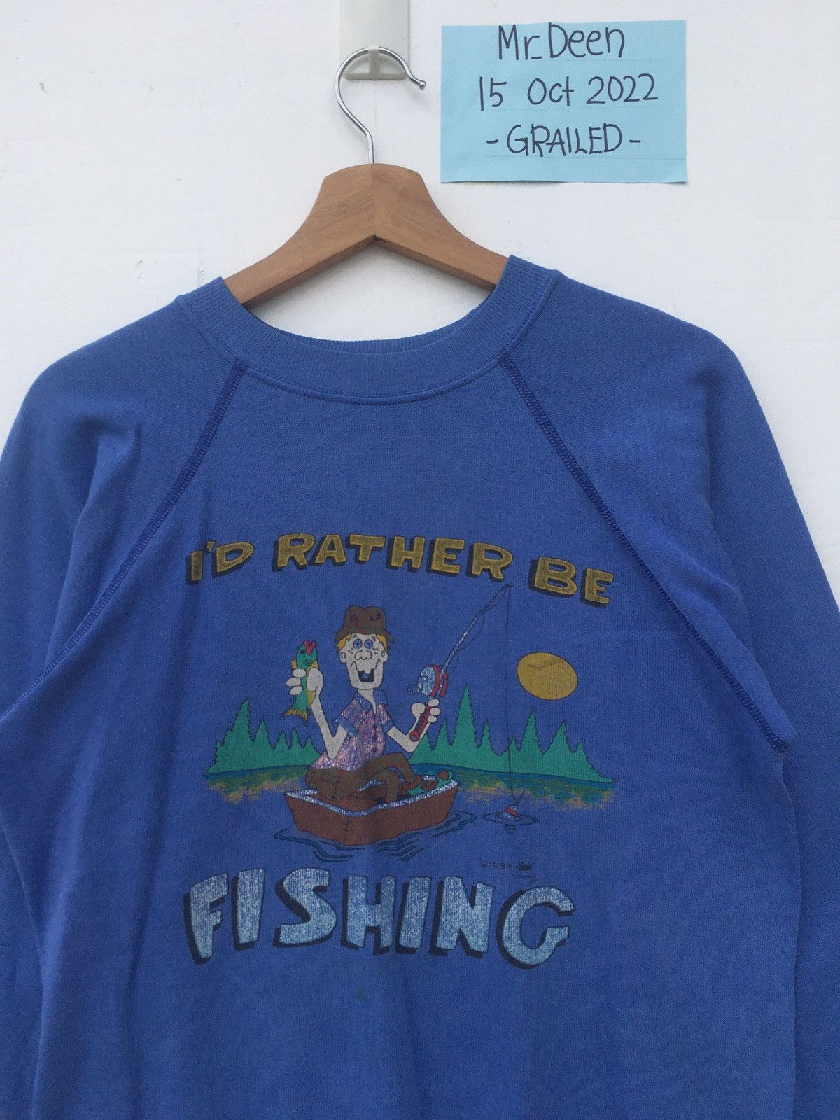Hanes Vintag I’d Rather Be Fishing Hayward Wisconsin 1989 Sweater Size US M / EU 48-50 / 2 - 1 Thumbnail