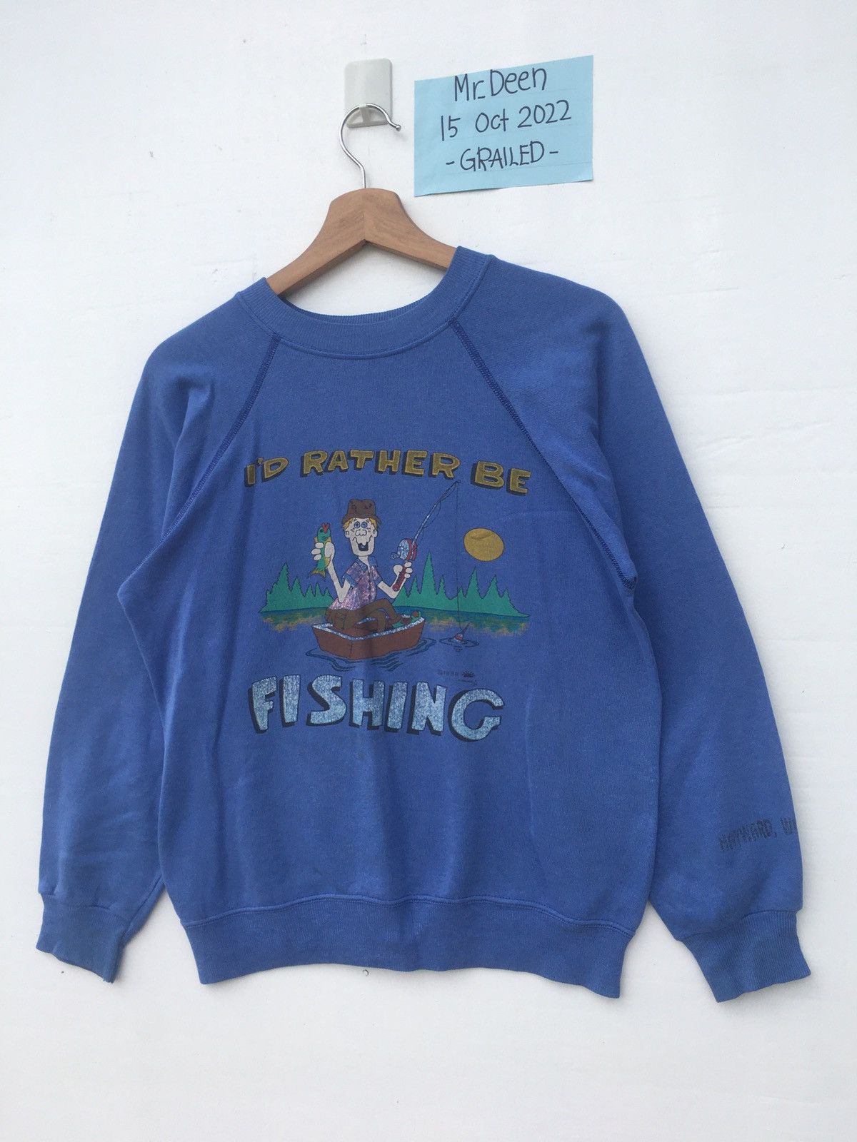 Hanes Vintag I’d Rather Be Fishing Hayward Wisconsin 1989 Sweater Size US M / EU 48-50 / 2 - 4 Thumbnail