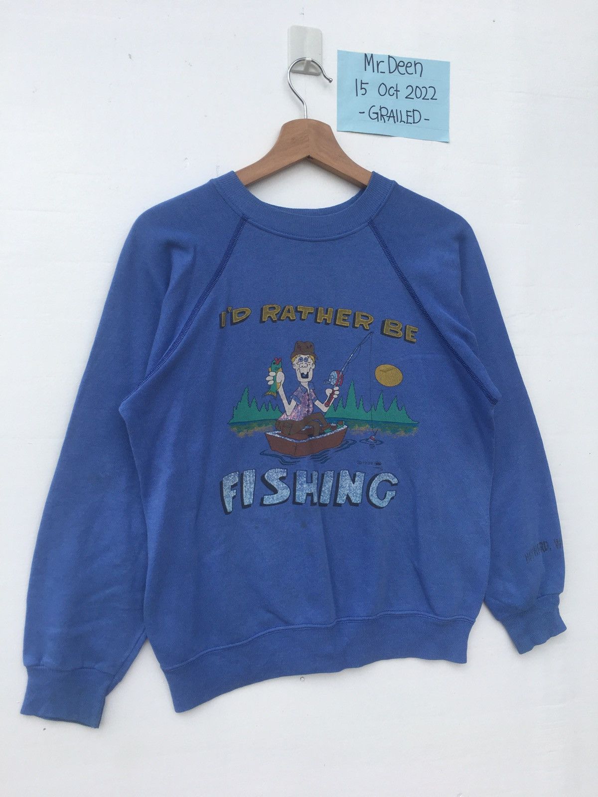 Hanes Vintag I’d Rather Be Fishing Hayward Wisconsin 1989 Sweater Size US M / EU 48-50 / 2 - 3 Thumbnail