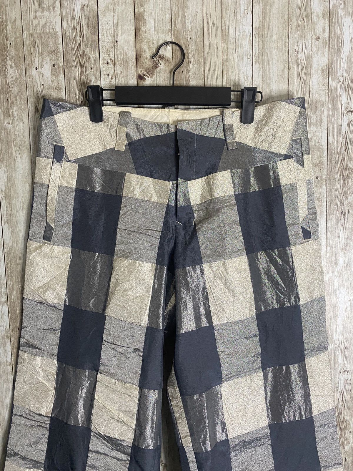 Japanese Brand × Yohji Yamamoto Yohji Yamamoto Glitter Checkered Cropped Pants Size US 33 - 3 Thumbnail