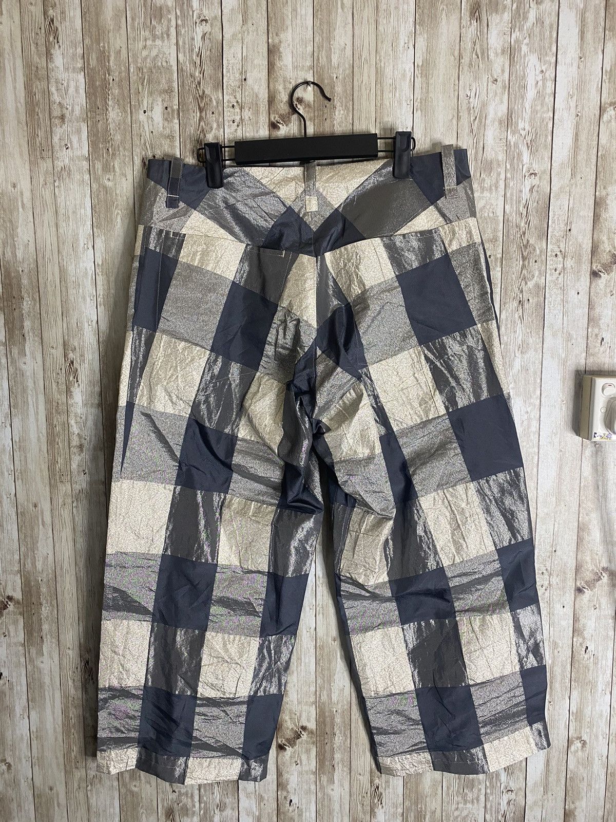 Japanese Brand × Yohji Yamamoto Yohji Yamamoto Glitter Checkered Cropped Pants Size US 33 - 2 Thumbnail