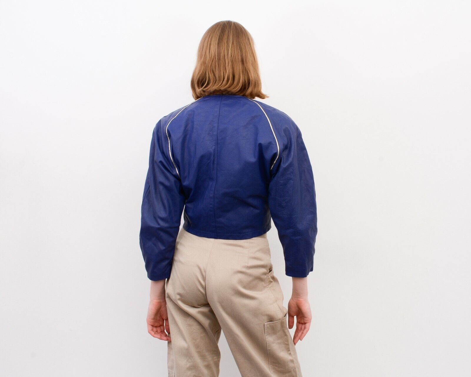 Other × Vintage Women Crop Double Breasted Jacket Snap Buttons Puffy Sleeves Size M / US 6-8 / IT 42-44 - 5 Thumbnail