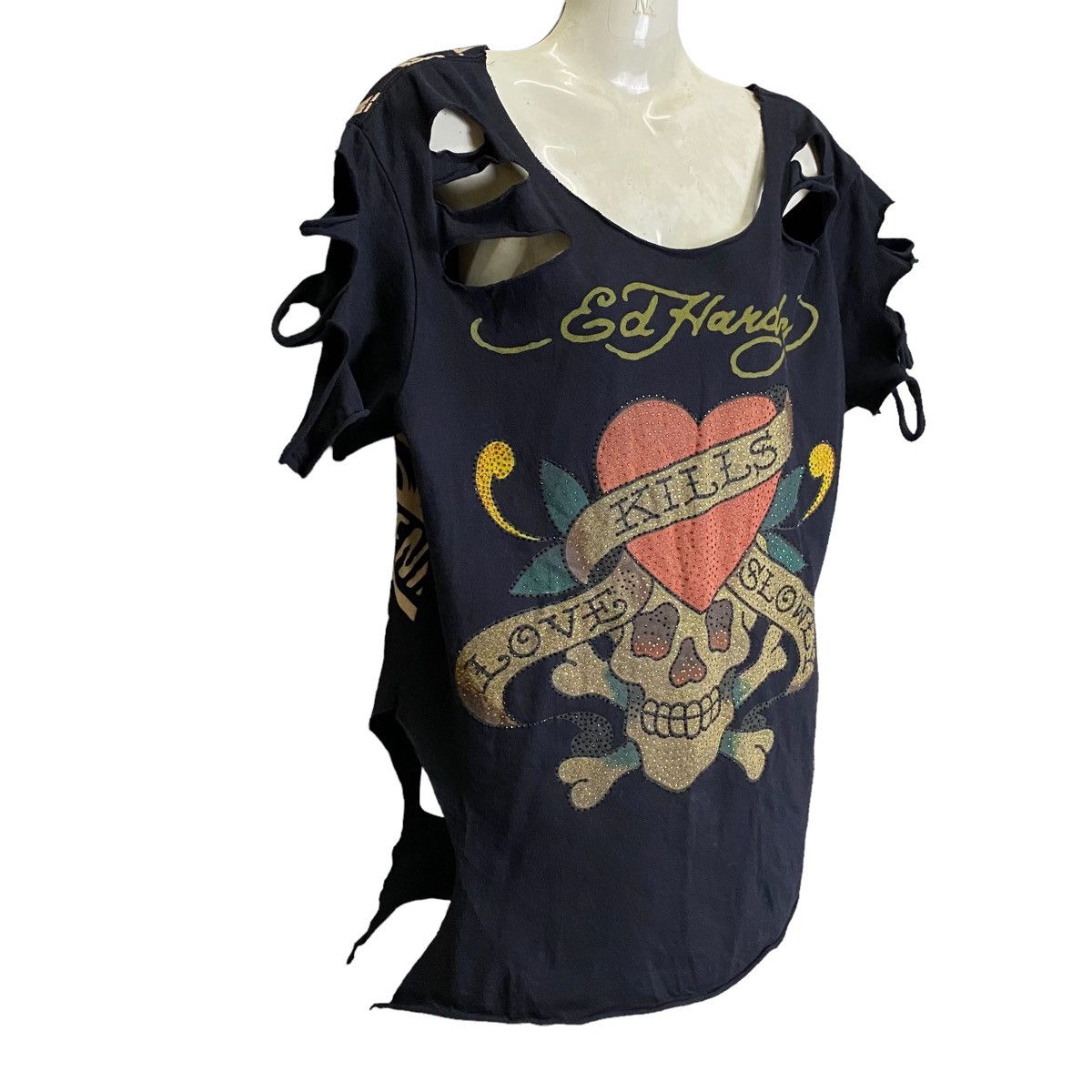 Ed Hardy Ed Hardy X Black Pepper distressred design tee Size ONE SIZE - 4 Thumbnail