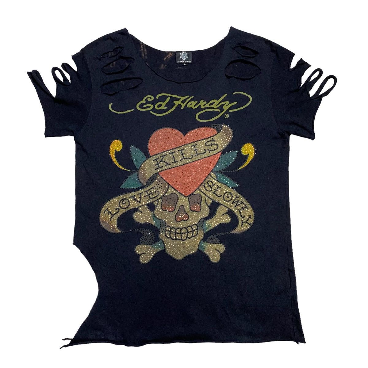 Ed Hardy Ed Hardy X Black Pepper distressred design tee Size ONE SIZE - 5 Thumbnail