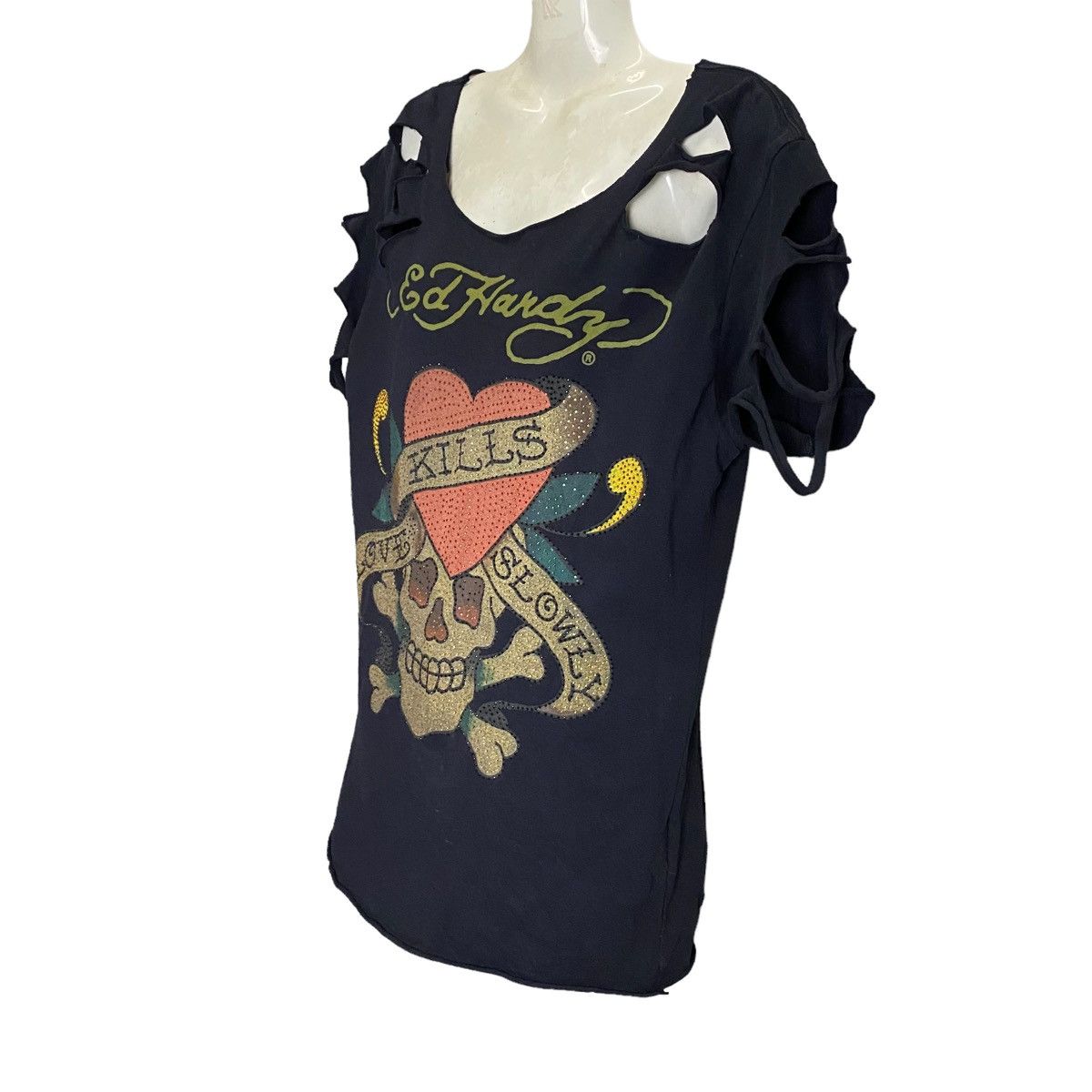 Ed Hardy Ed Hardy X Black Pepper distressred design tee Size ONE SIZE - 3 Thumbnail
