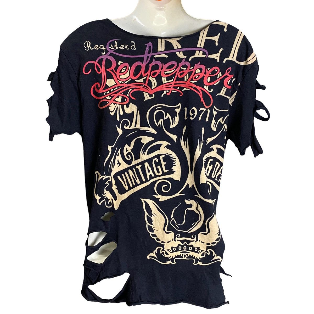 Ed Hardy Ed Hardy X Black Pepper distressred design tee Size ONE SIZE - 2 Thumbnail