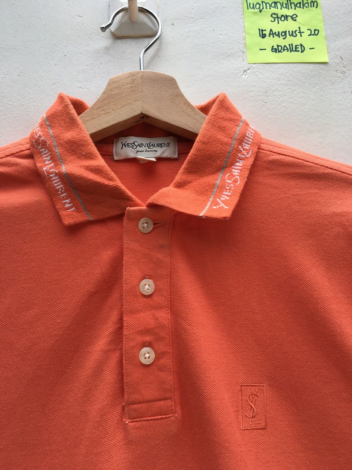 Yves Saint Laurent Vtg Yves Saint Laurent YSL Pour Homme Spellout Logo Polo Size US S / EU 44-46 / 1 - 7 Thumbnail