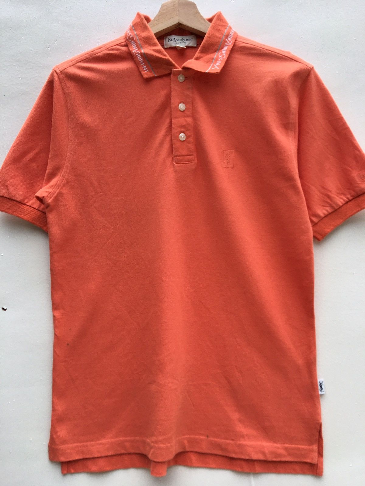 Yves Saint Laurent Vtg Yves Saint Laurent YSL Pour Homme Spellout Logo Polo Size US S / EU 44-46 / 1 - 5 Thumbnail