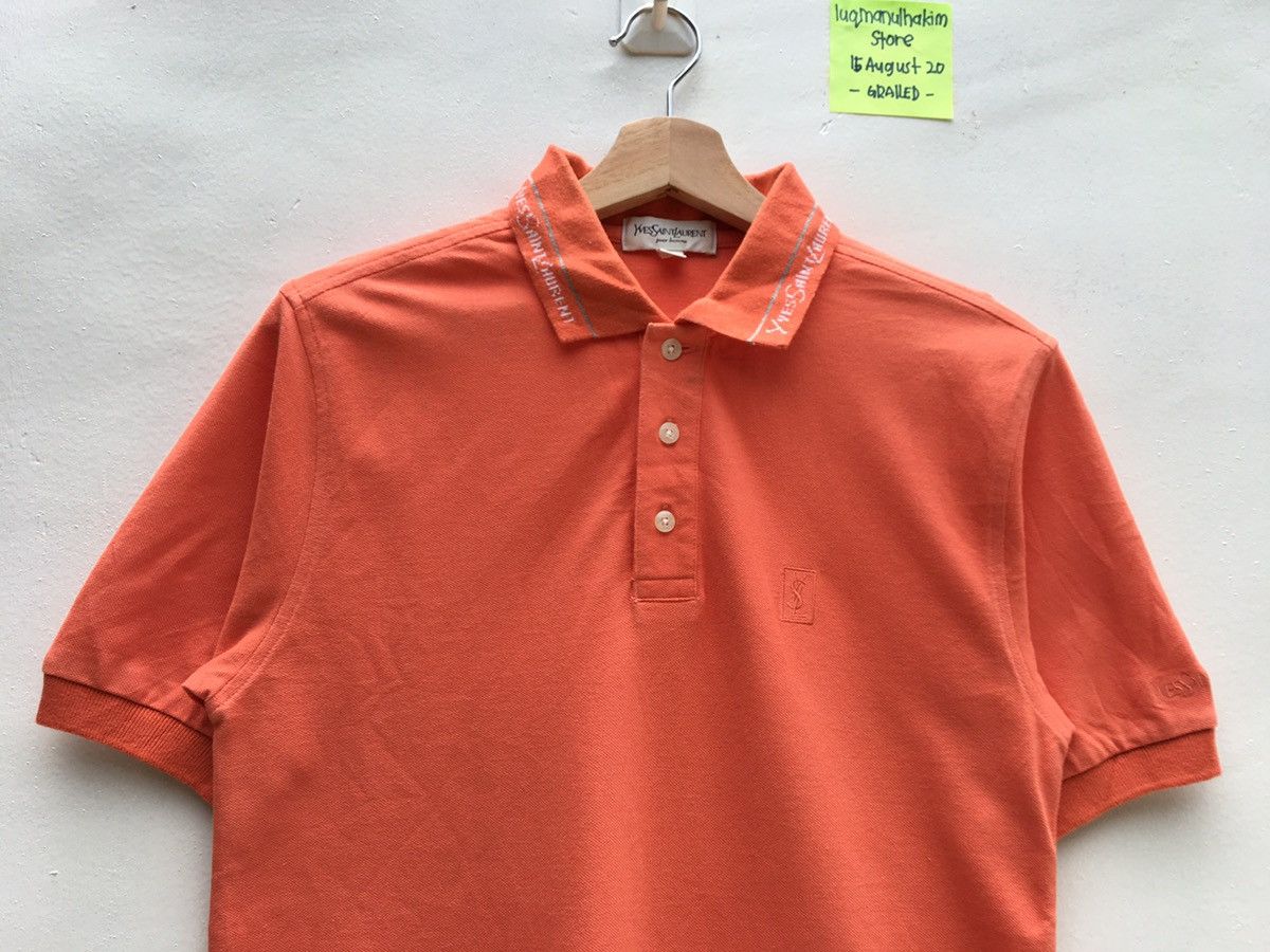 Yves Saint Laurent Vtg Yves Saint Laurent YSL Pour Homme Spellout Logo Polo Size US S / EU 44-46 / 1 - 6 Thumbnail