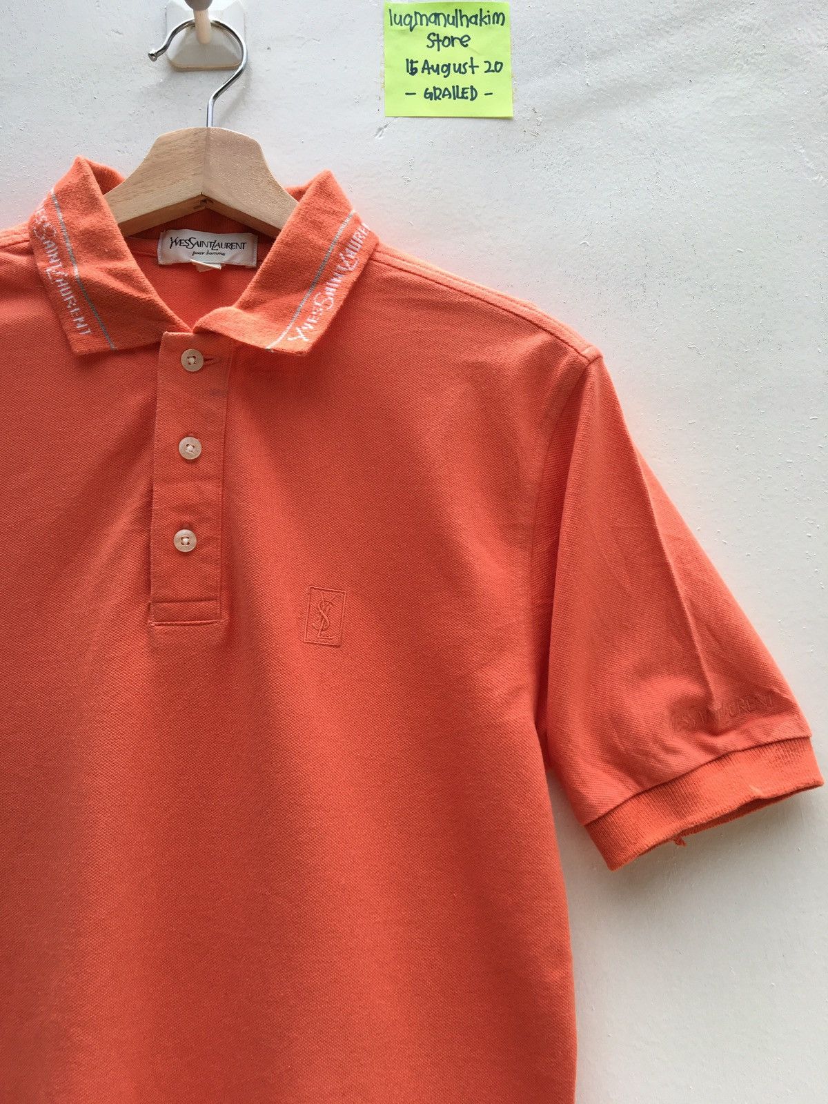Yves Saint Laurent Vtg Yves Saint Laurent YSL Pour Homme Spellout Logo Polo Size US S / EU 44-46 / 1 - 1 Thumbnail