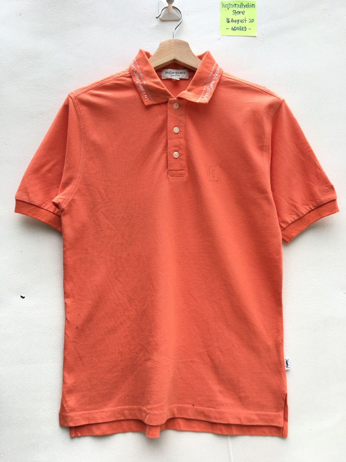Yves Saint Laurent Vtg Yves Saint Laurent YSL Pour Homme Spellout Logo Polo Size US S / EU 44-46 / 1 - 2 Thumbnail