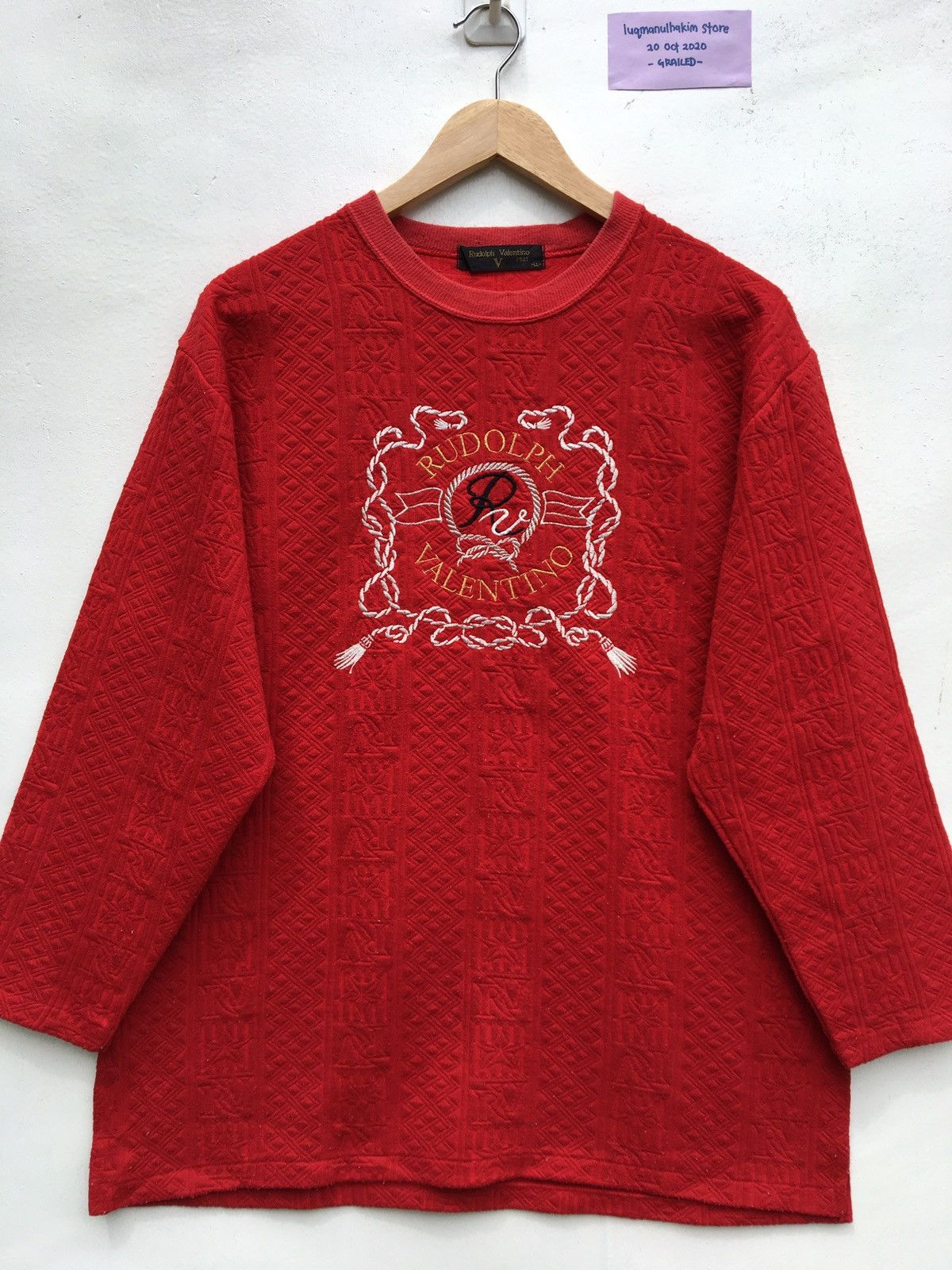 Valentino Vintage Rudolph Valentino Sweatshirt Embroidery Big Logo Size US L / EU 52-54 / 3 - 4 Thumbnail