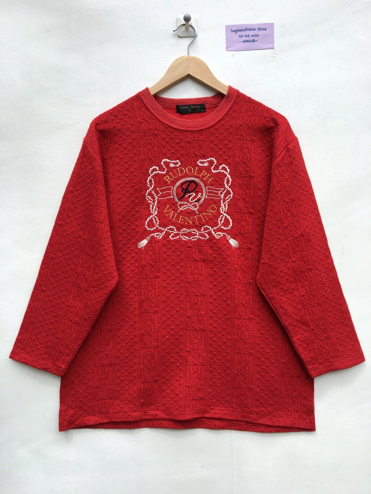 Valentino Vintage Rudolph Valentino Sweatshirt Embroidery Big Logo Size US L / EU 52-54 / 3 - 1 Thumbnail