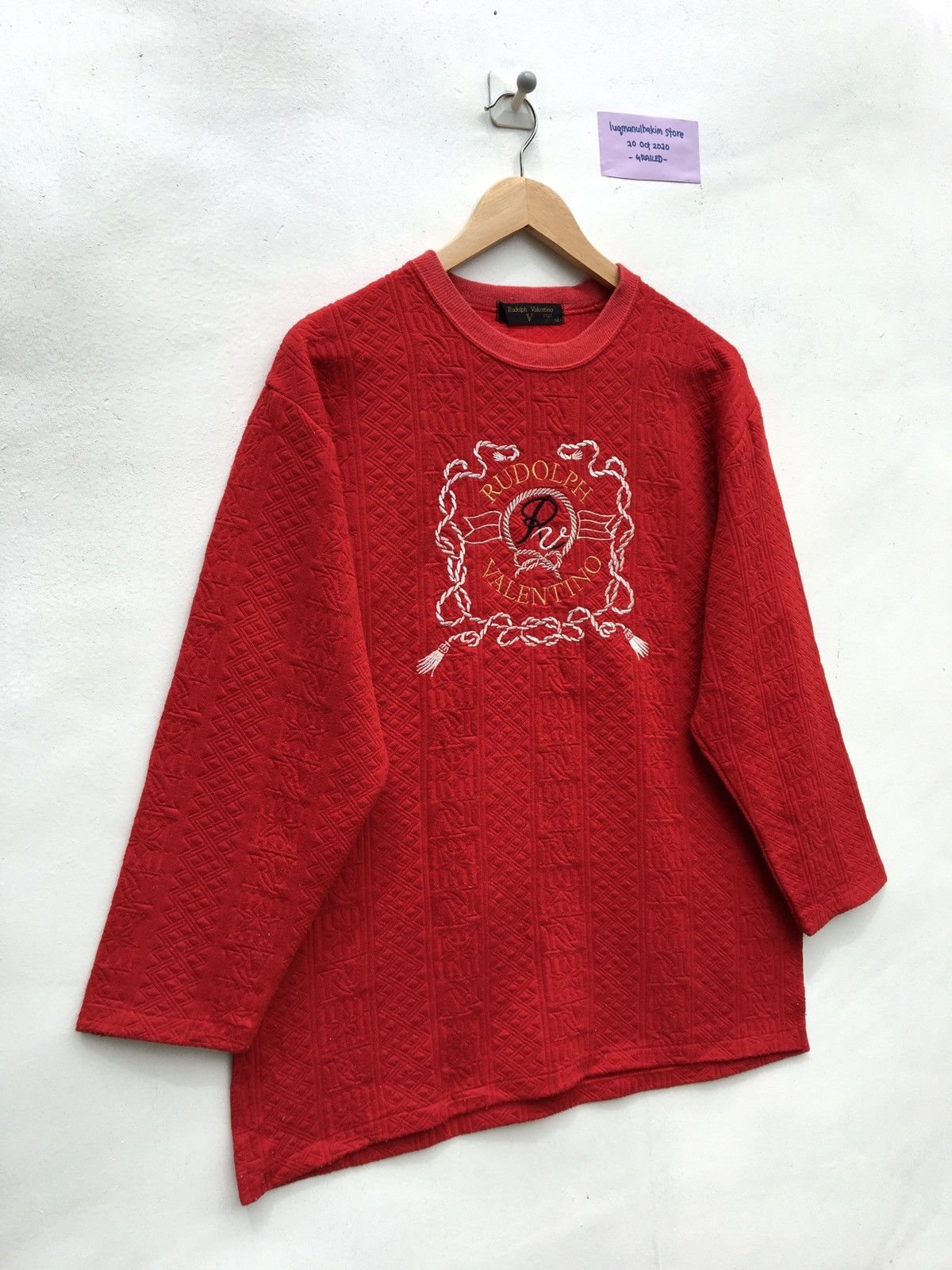 Valentino Vintage Rudolph Valentino Sweatshirt Embroidery Big Logo Size US L / EU 52-54 / 3 - 3 Thumbnail