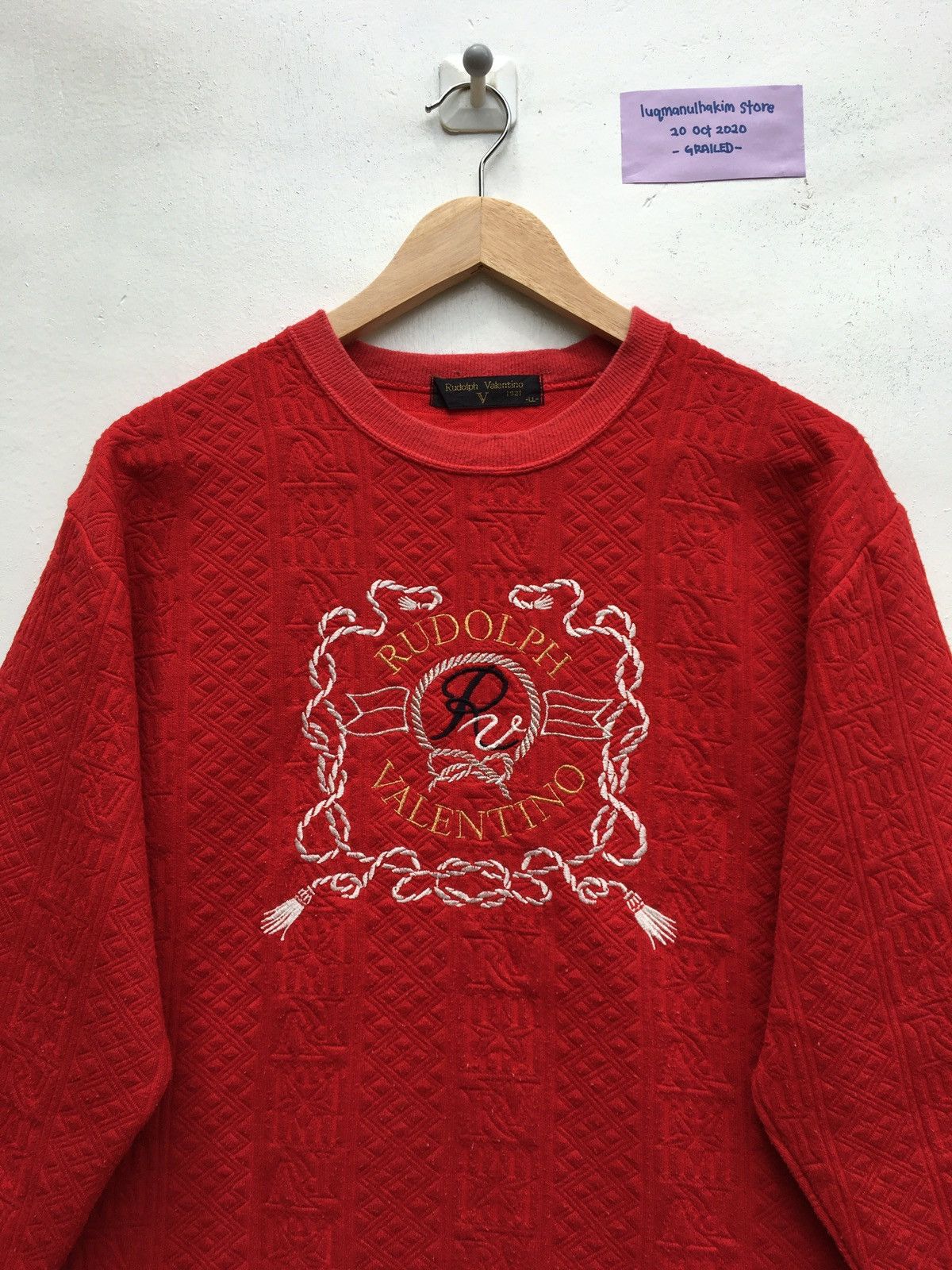 Valentino Vintage Rudolph Valentino Sweatshirt Embroidery Big Logo Size US L / EU 52-54 / 3 - 5 Thumbnail