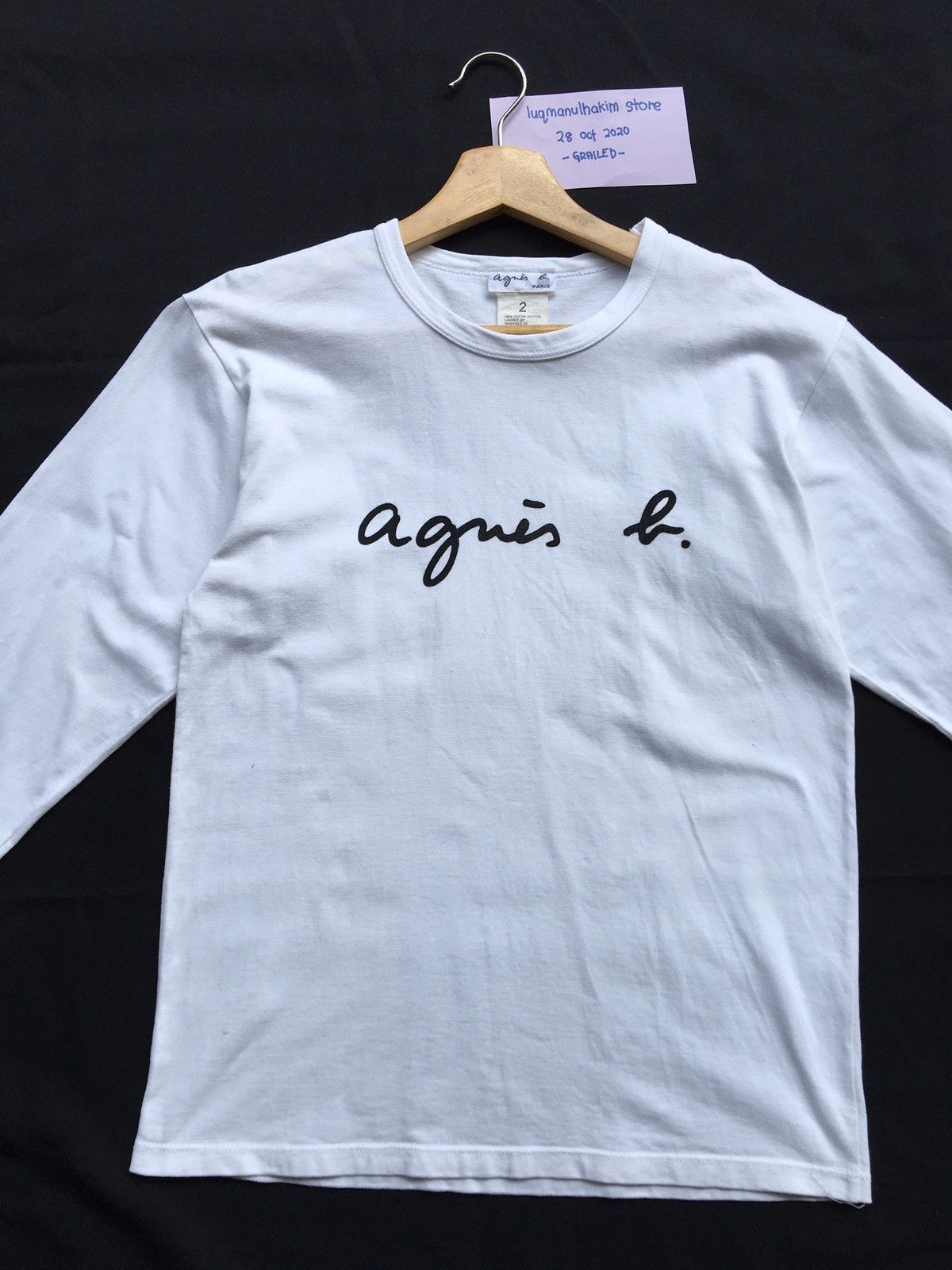 agnes b. AGNES B Longsleeve Paris Designer Biglogo Spellout Size US S / EU 44-46 / 1 - 3 Thumbnail