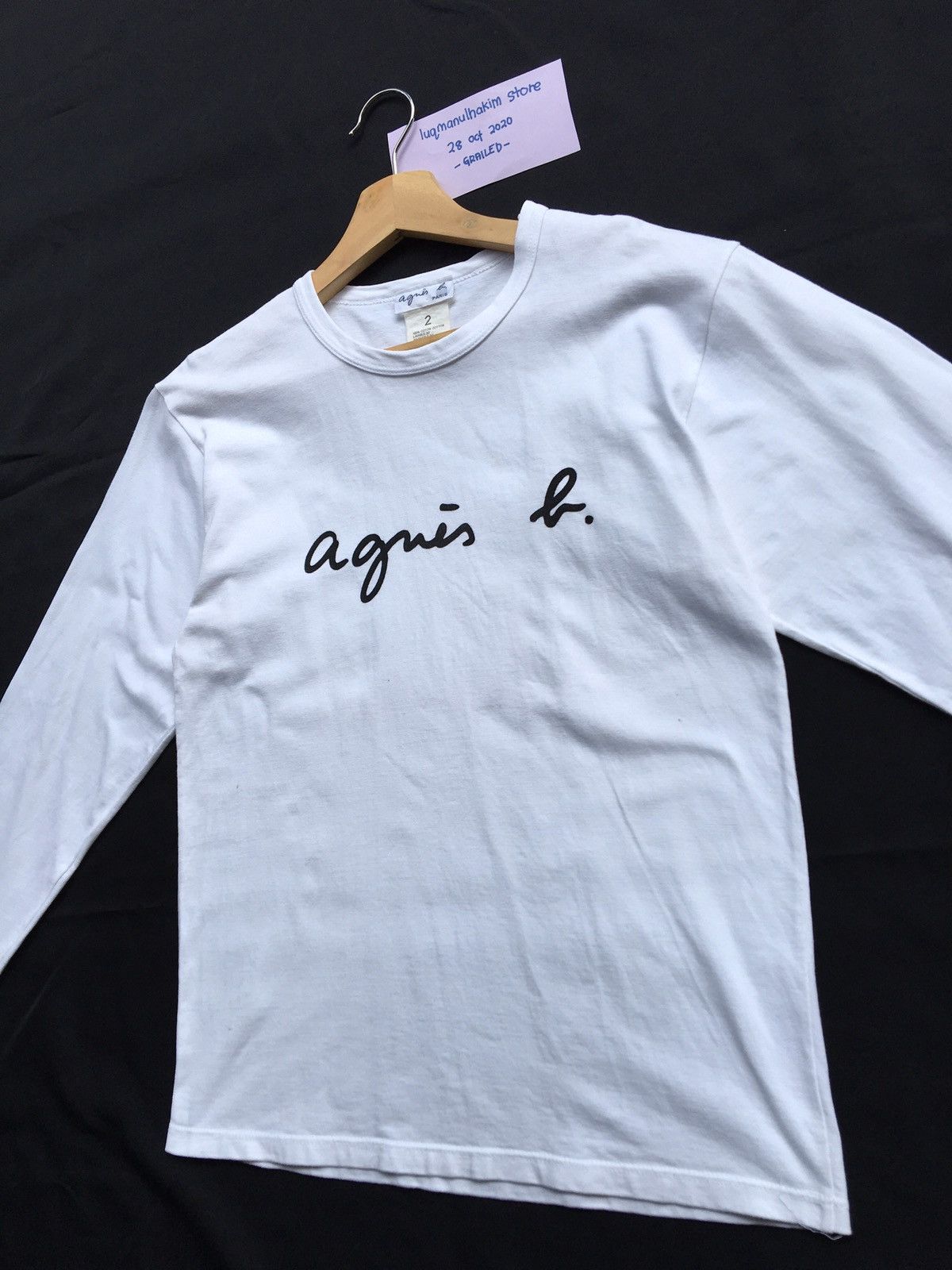 agnes b. AGNES B Longsleeve Paris Designer Biglogo Spellout Size US S / EU 44-46 / 1 - 5 Thumbnail