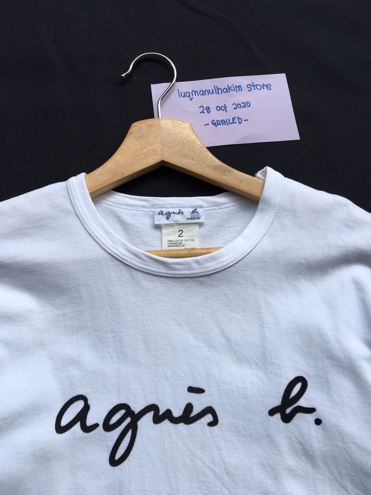 AGNES B Longsleeve Paris Designer Biglogo Spellout