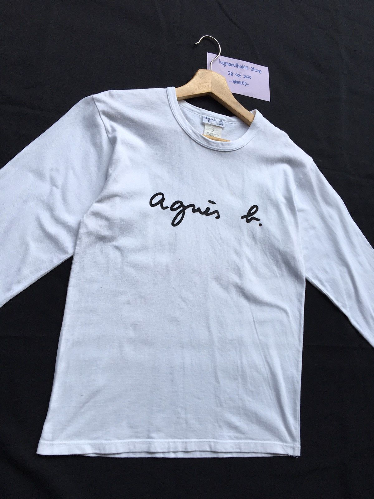 agnes b. AGNES B Longsleeve Paris Designer Biglogo Spellout Size US S / EU 44-46 / 1 - 4 Thumbnail
