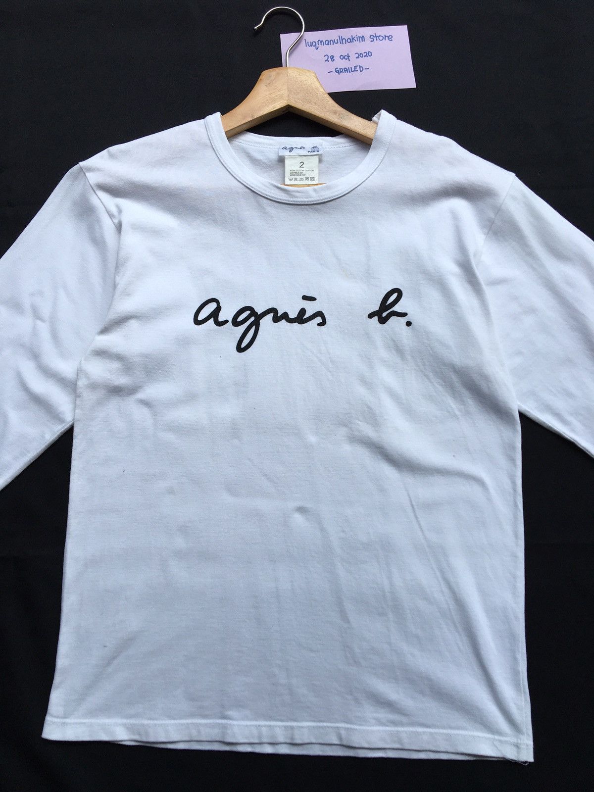 agnes b. AGNES B Longsleeve Paris Designer Biglogo Spellout Size US S / EU 44-46 / 1 - 8 Thumbnail