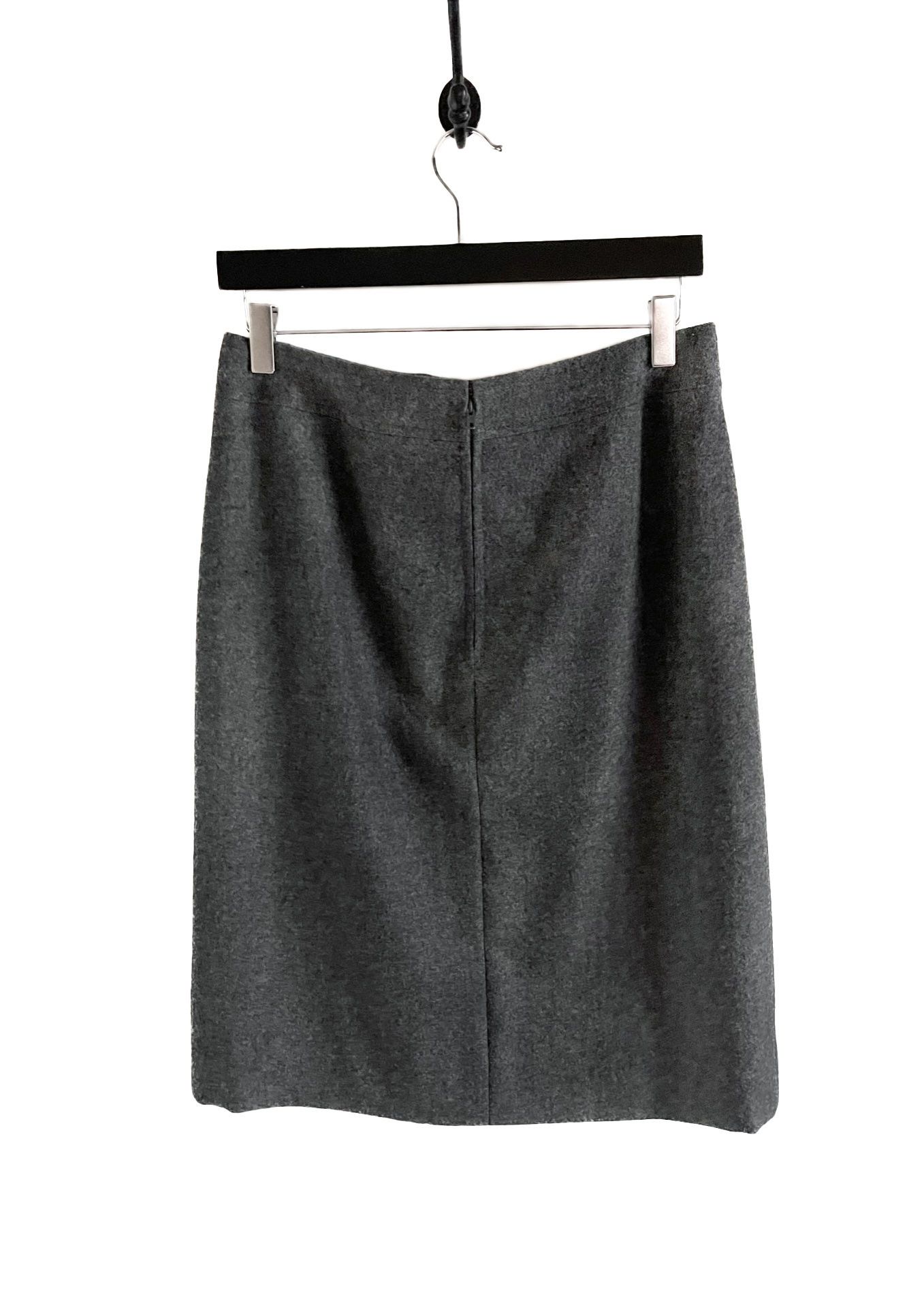 Celine Céline Vintage Grey Wool Logo Accent Skirt Size 30" / US 8 / IT 44 - 4 Thumbnail