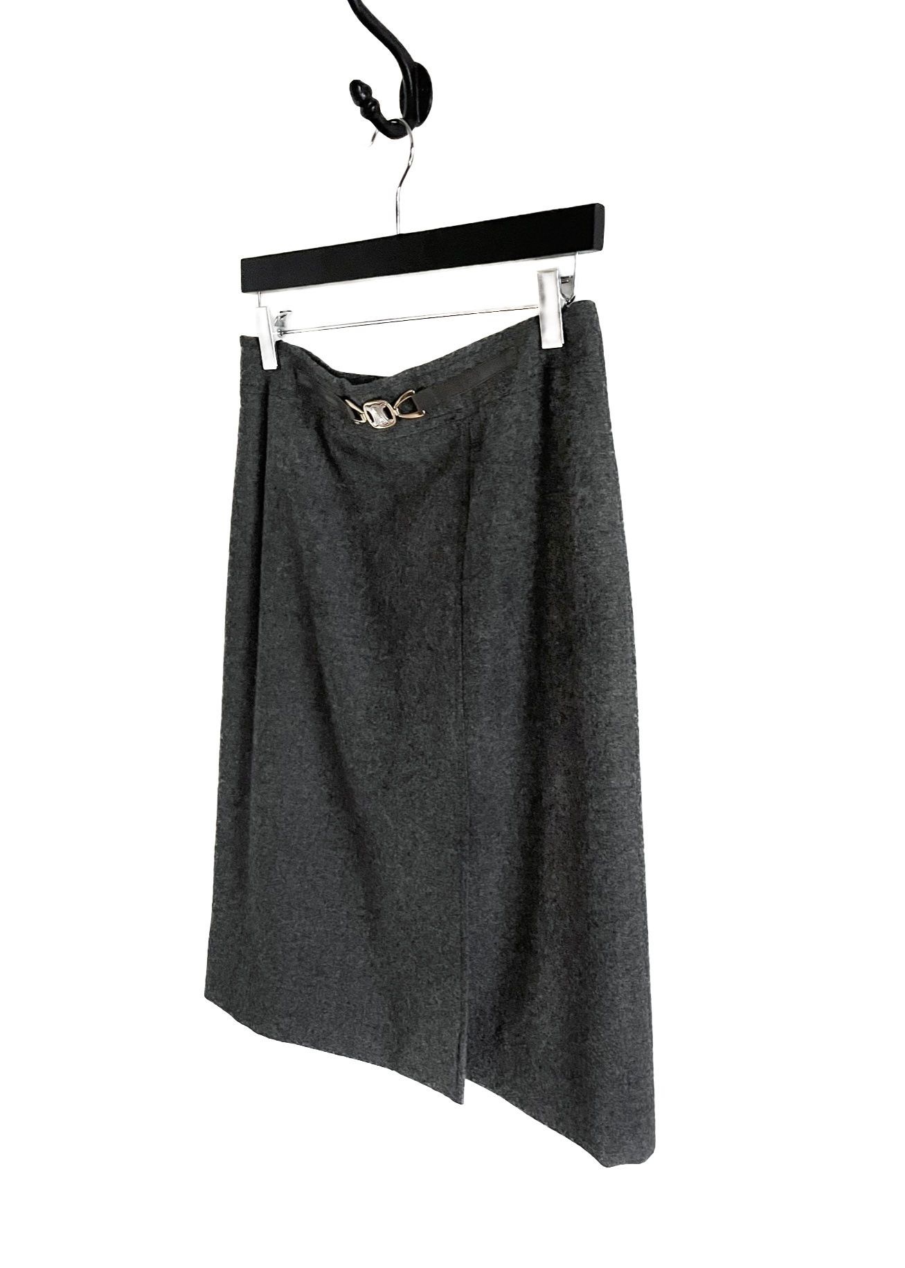 Celine Céline Vintage Grey Wool Logo Accent Skirt Size 30" / US 8 / IT 44 - 6 Thumbnail