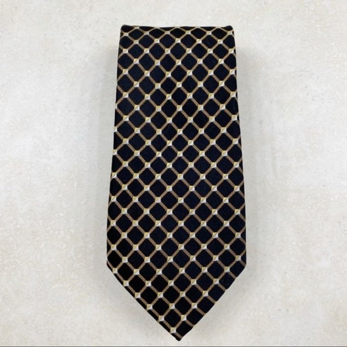 Sean John Sean John Silk Tie Black Gold Silver Geometric Pattern | Grailed