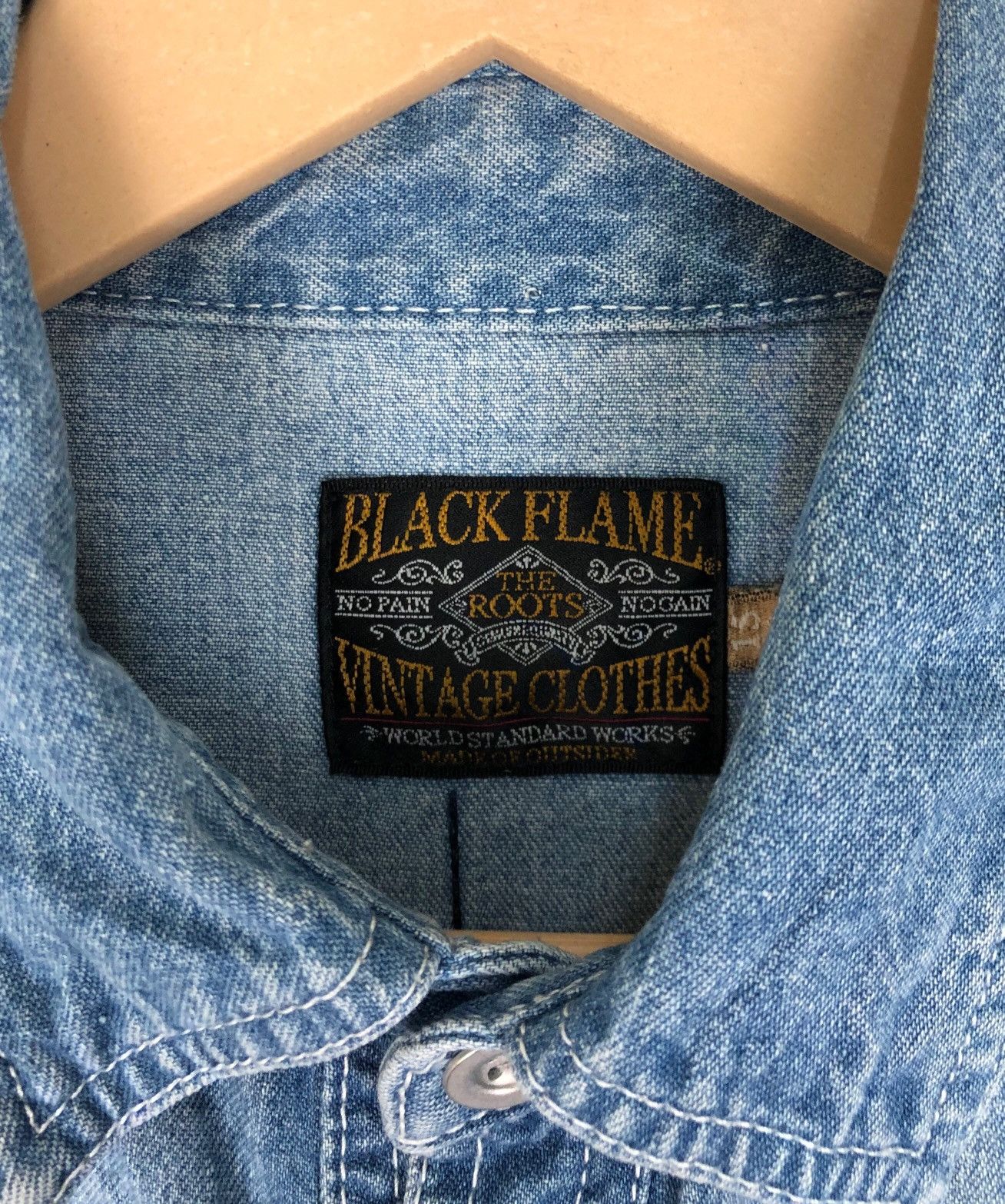 Japanese Brand Japan Brand Black Flame Skull Denim Shirt Size US L / EU 52-54 / 3 - 10 Thumbnail