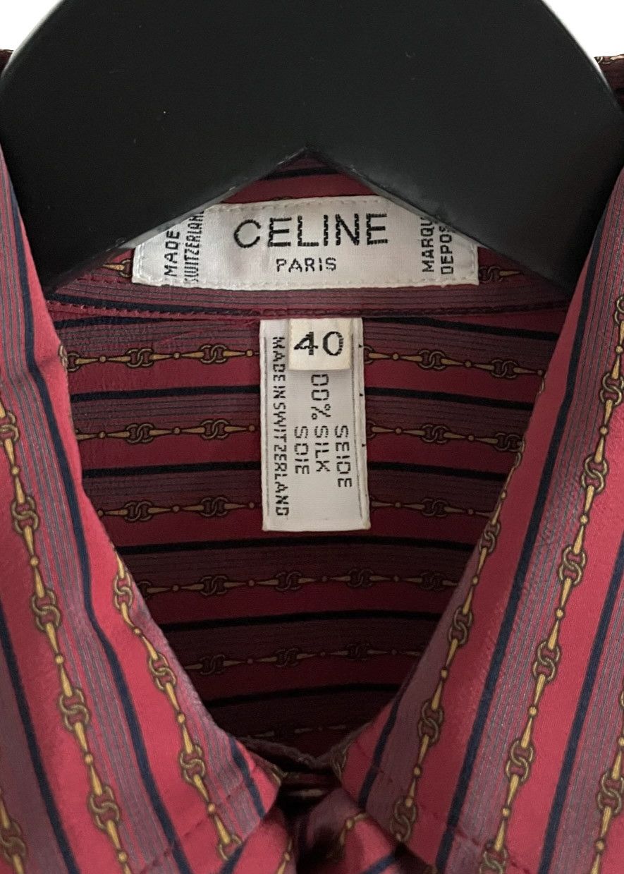 Celine Céline Vintage Red Silk Printed Blouse Size L / US 10 / IT 46 - 2 Thumbnail