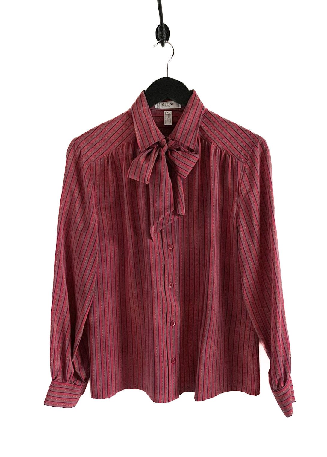 Celine Céline Vintage Red Silk Printed Blouse Size L / US 10 / IT 46 - 1 Thumbnail
