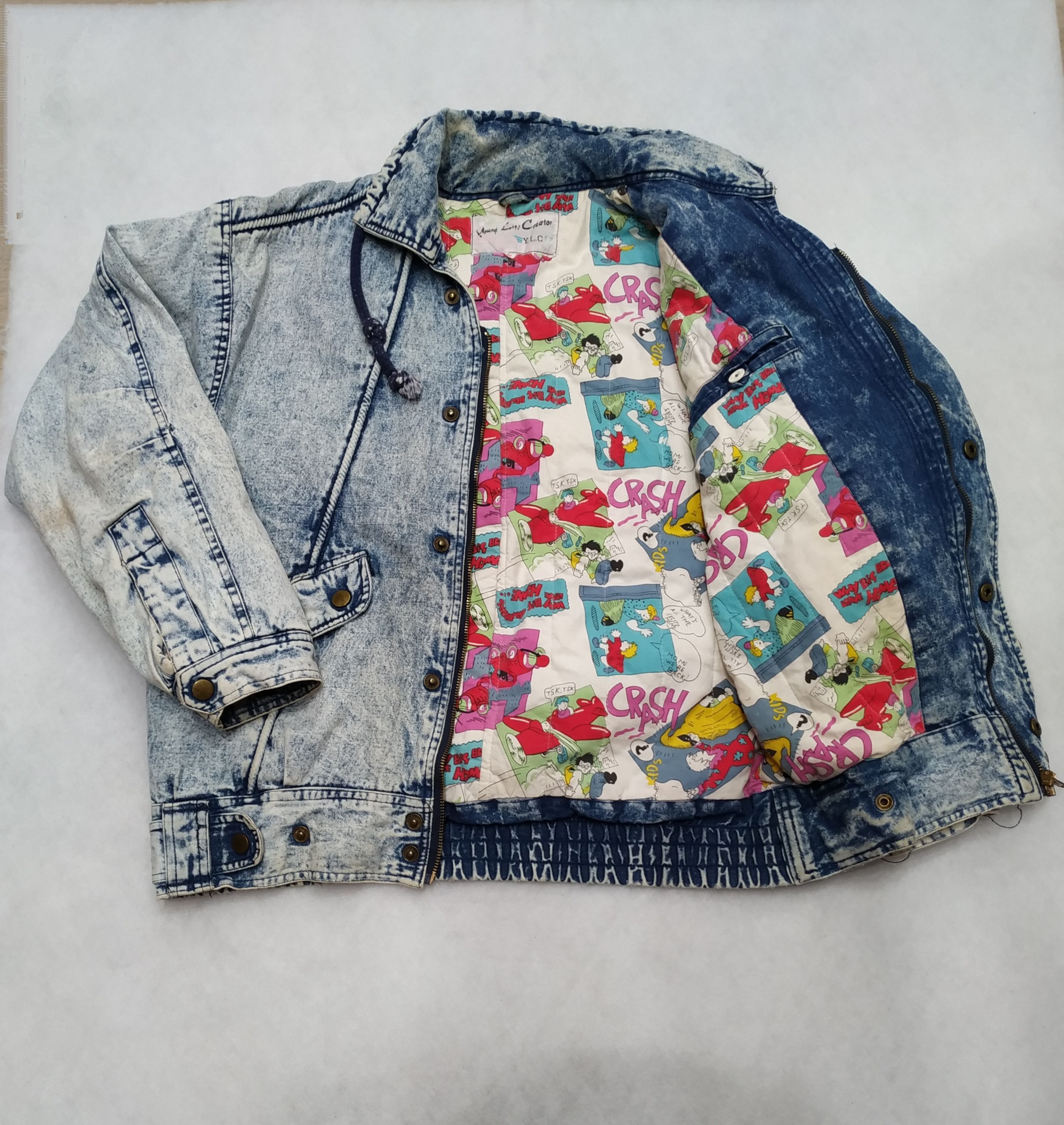 Vintage Insulated denim jacket acid washed M size Young life creator Size US M / EU 48-50 / 2 - 1 Thumbnail