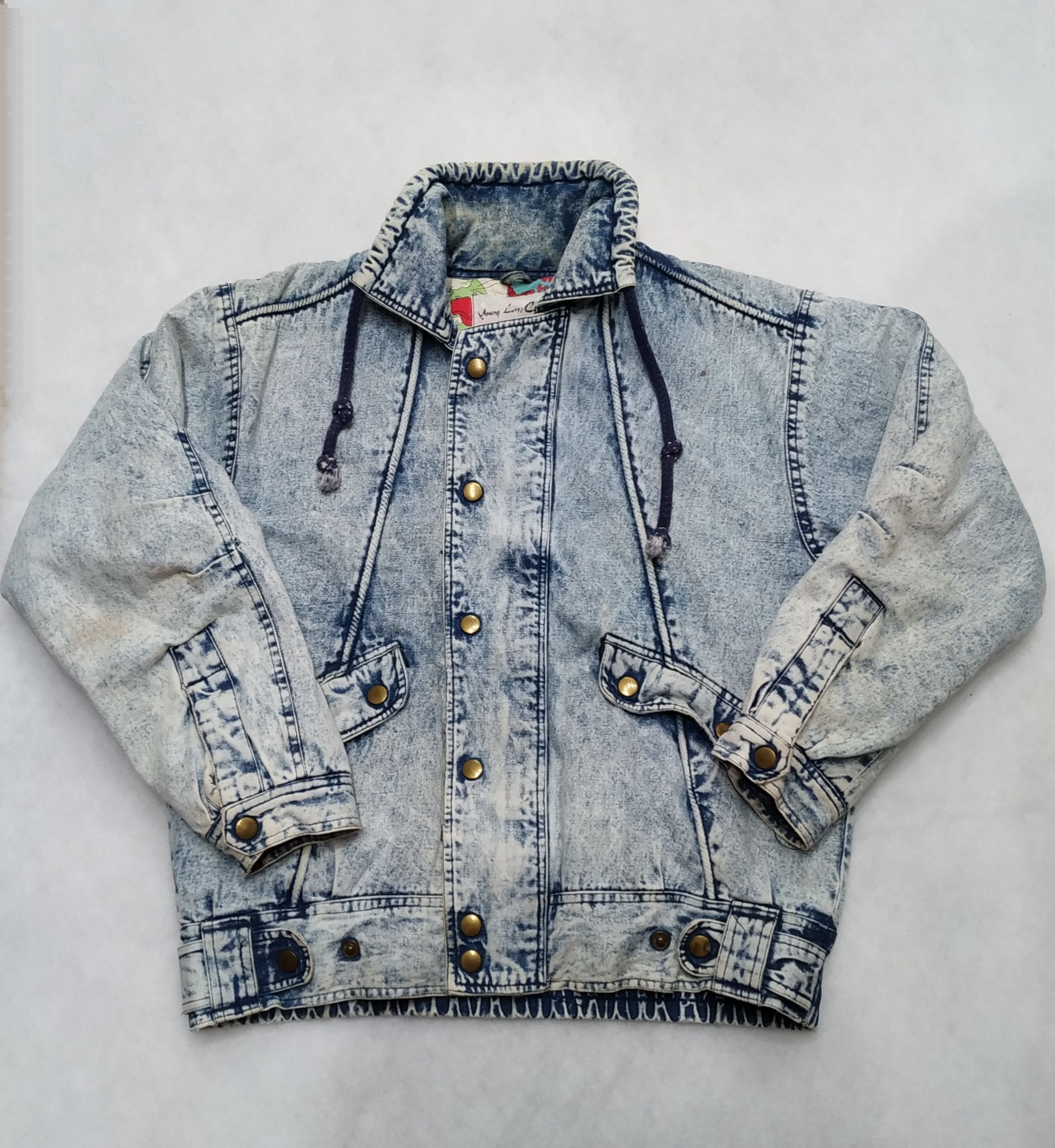 Vintage Insulated denim jacket acid washed M size Young life creator Size US M / EU 48-50 / 2 - 2 Thumbnail