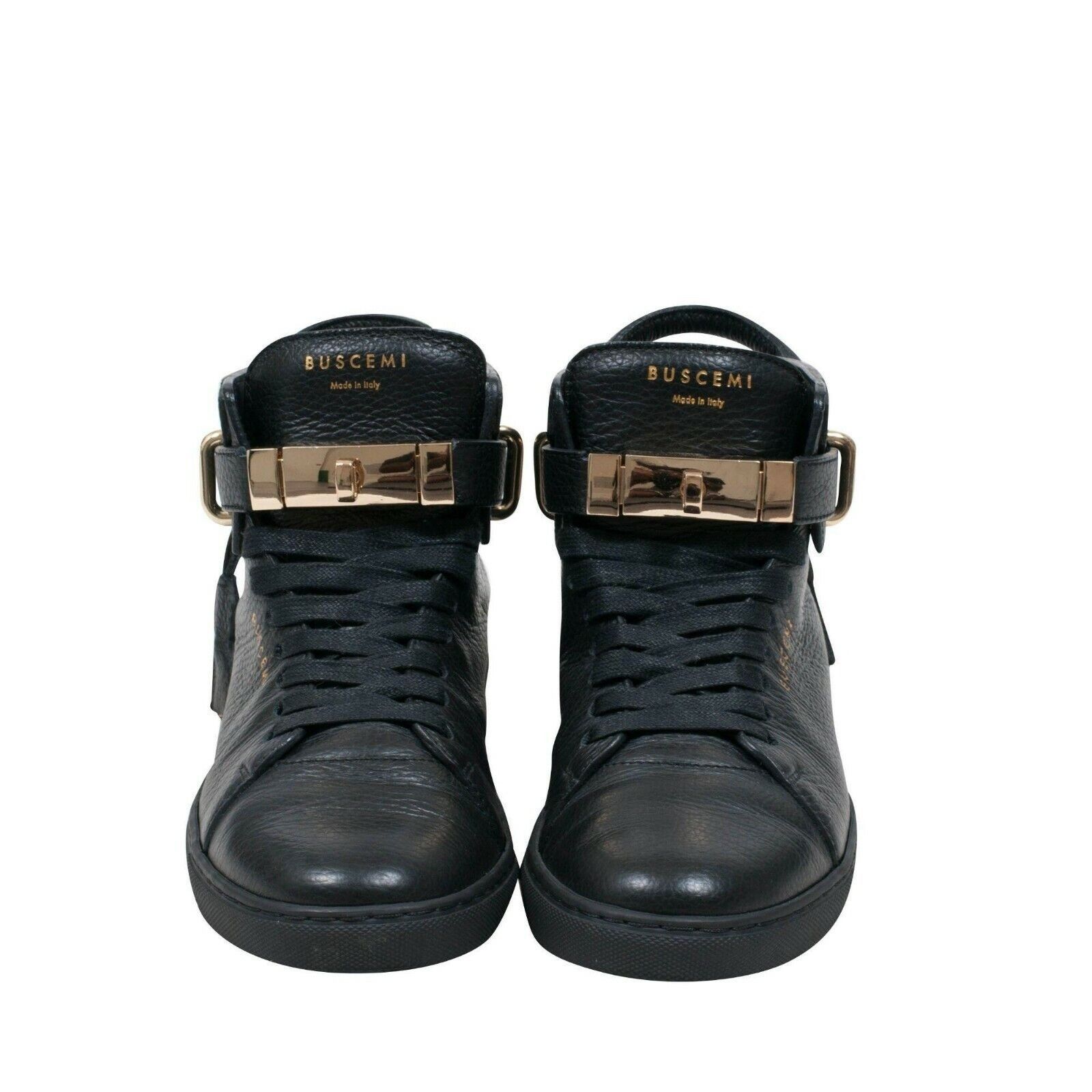 Buscemi 100MM Black Leather Gold Hardware Mid Top Size US 9 / IT 39 - 2 Thumbnail