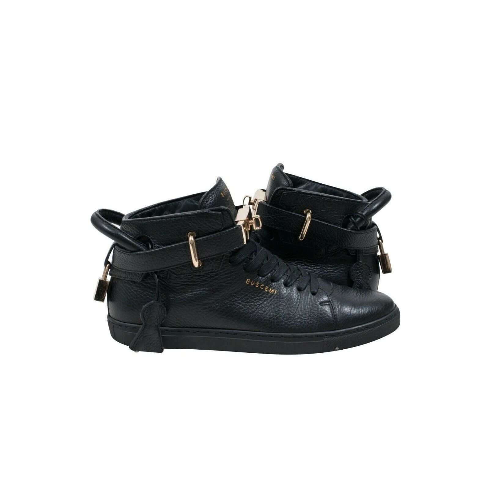 Buscemi 100MM Black Leather Gold Hardware Mid Top Size US 9 / IT 39 - 4 Thumbnail