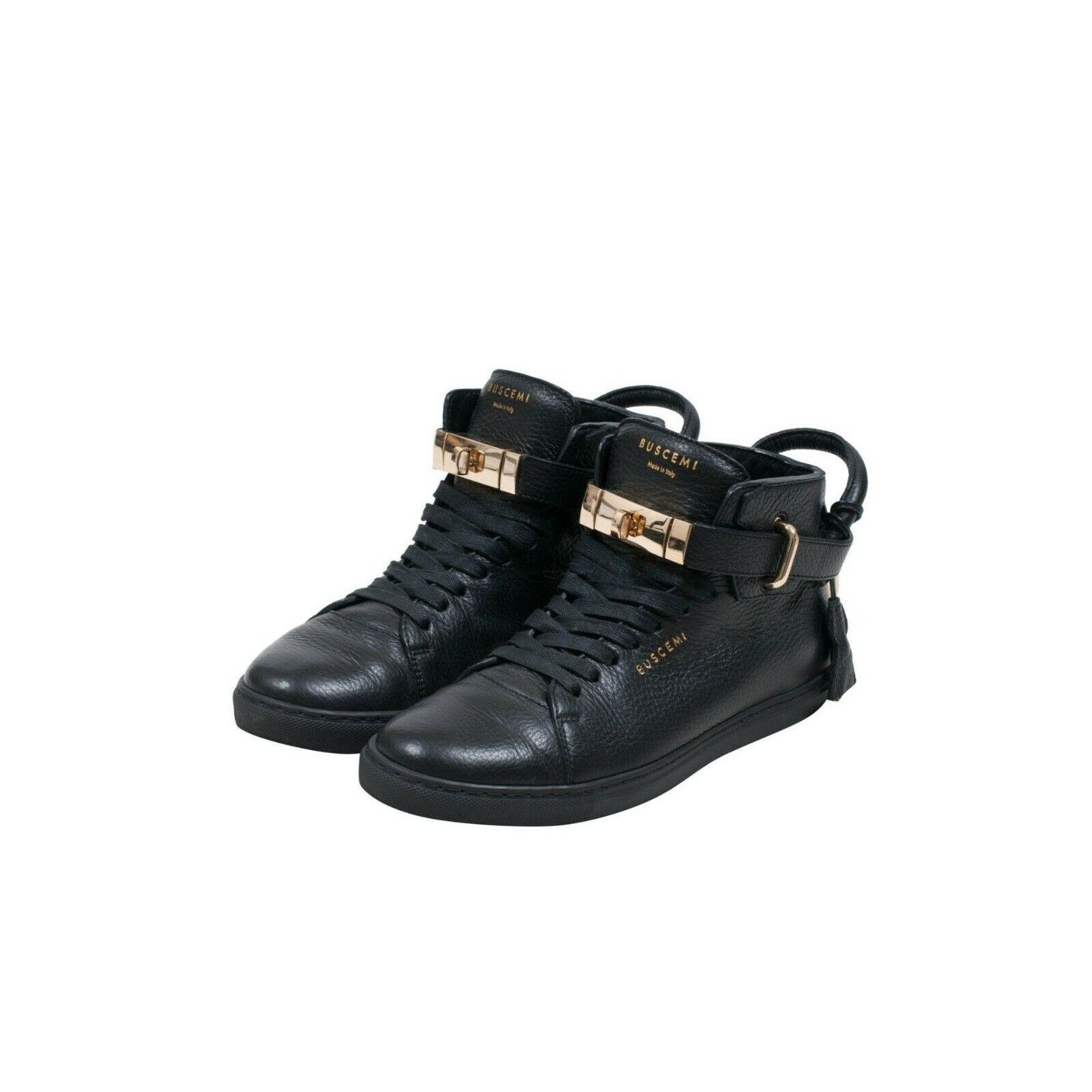 Buscemi 100MM Black Leather Gold Hardware Mid Top Size US 9 / IT 39 - 3 Thumbnail