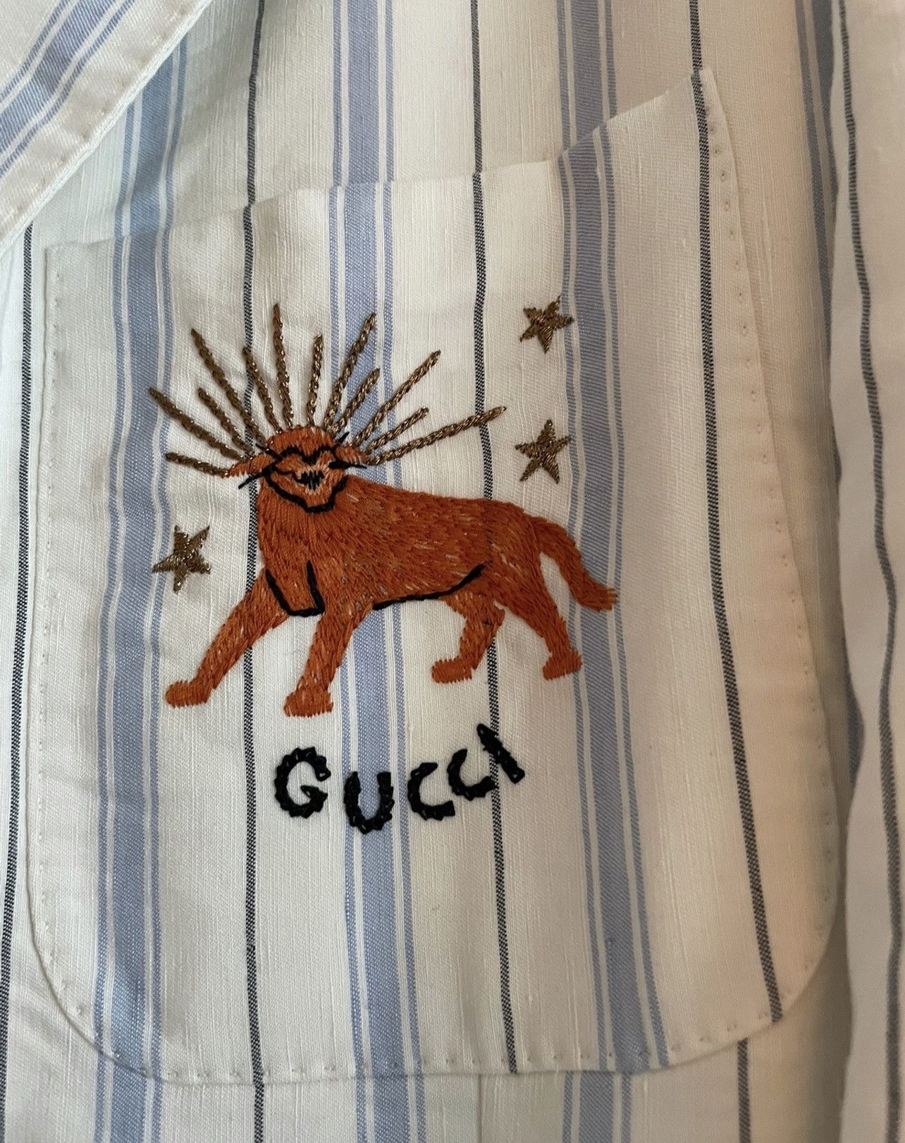 VALUE🔥 RARE Gucci Striped Tiger Logo Print Blazer - Main Image
