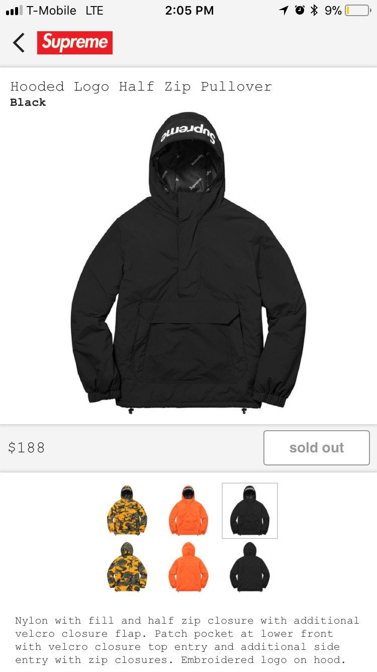 Supreme Hooded Logo Half Zip Pullover | Grailed